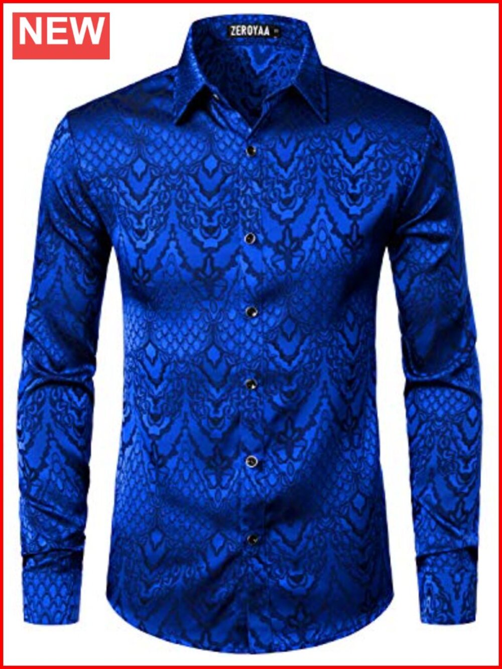 Men's Slim Fit Long Sleeve Gothic Jacquard Button Up Dress Shirt Party Prom